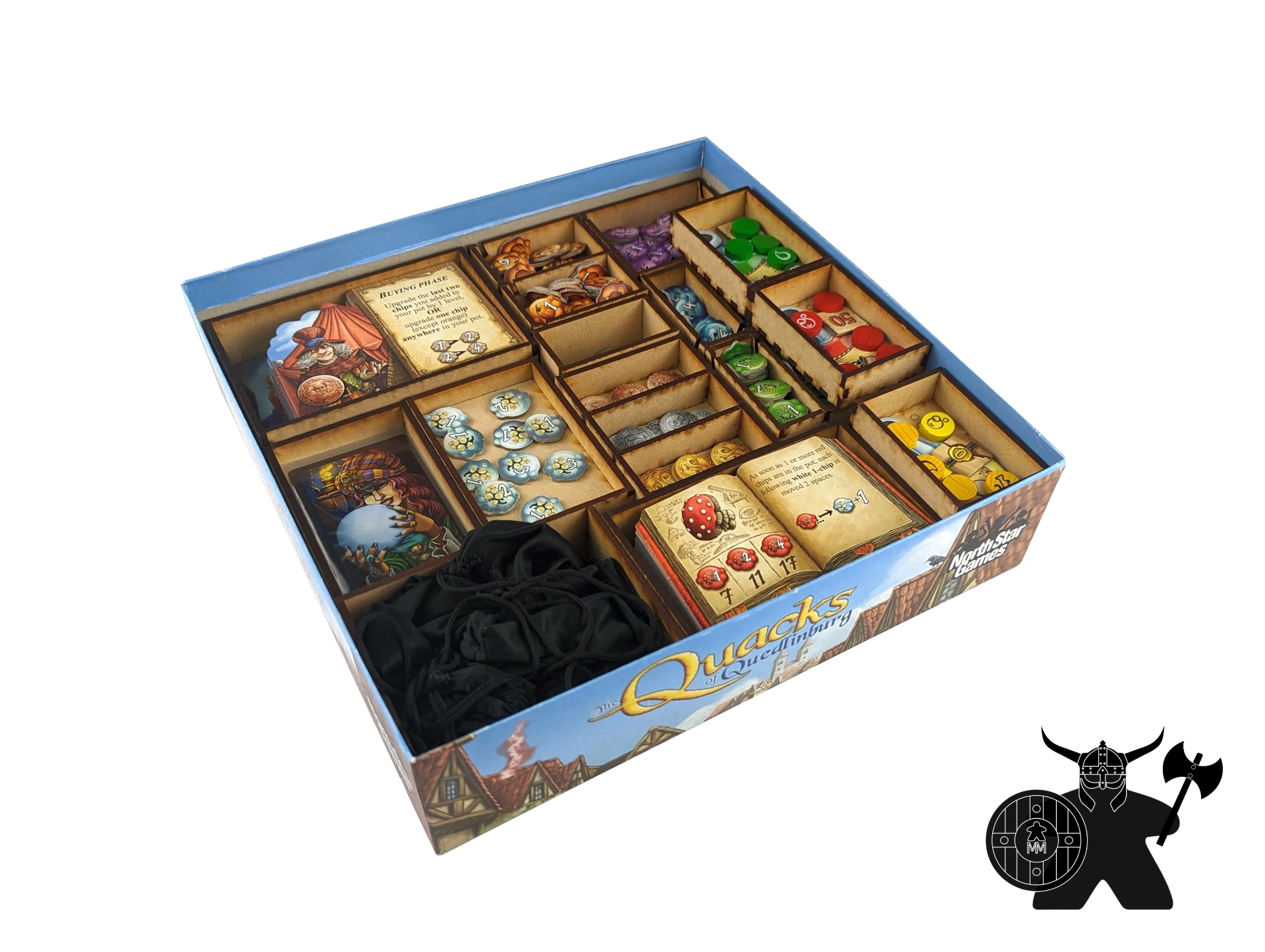 Quacks of Quedlinburg  + Expansions Compact Insert (one box!) - cardboard bit sized | Wooden Organizer (Full Insert)