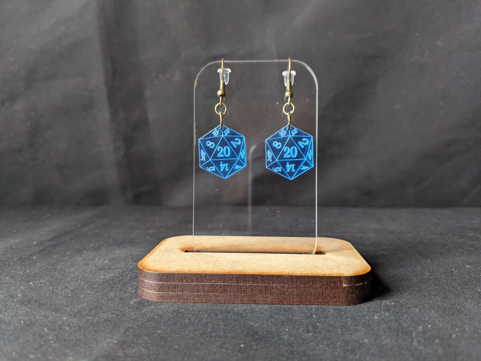 D20 Dangle Earrings (Green, Silver)